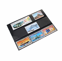 Карточки-кулисы для марок 158*114мм, черный пластик, 3 клеммташе (158*33мм)