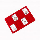 Лоток-дисплей для 8 монет в слабах (красный) РССВ (ячейка 85*63мм)